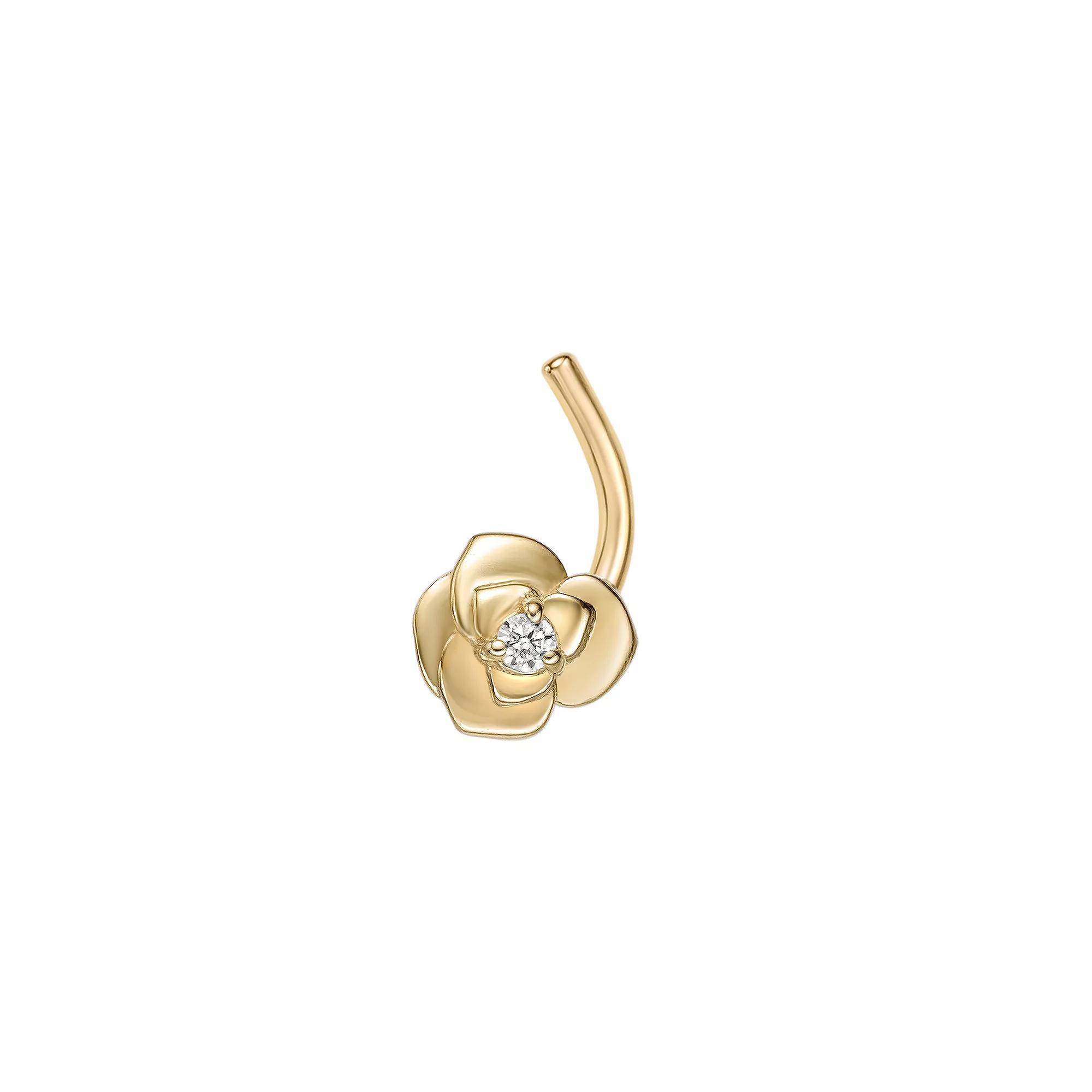 Lila Moon 14k Gold Cubic Zirconia Rose Curved Nose Stud, Women's Product Image