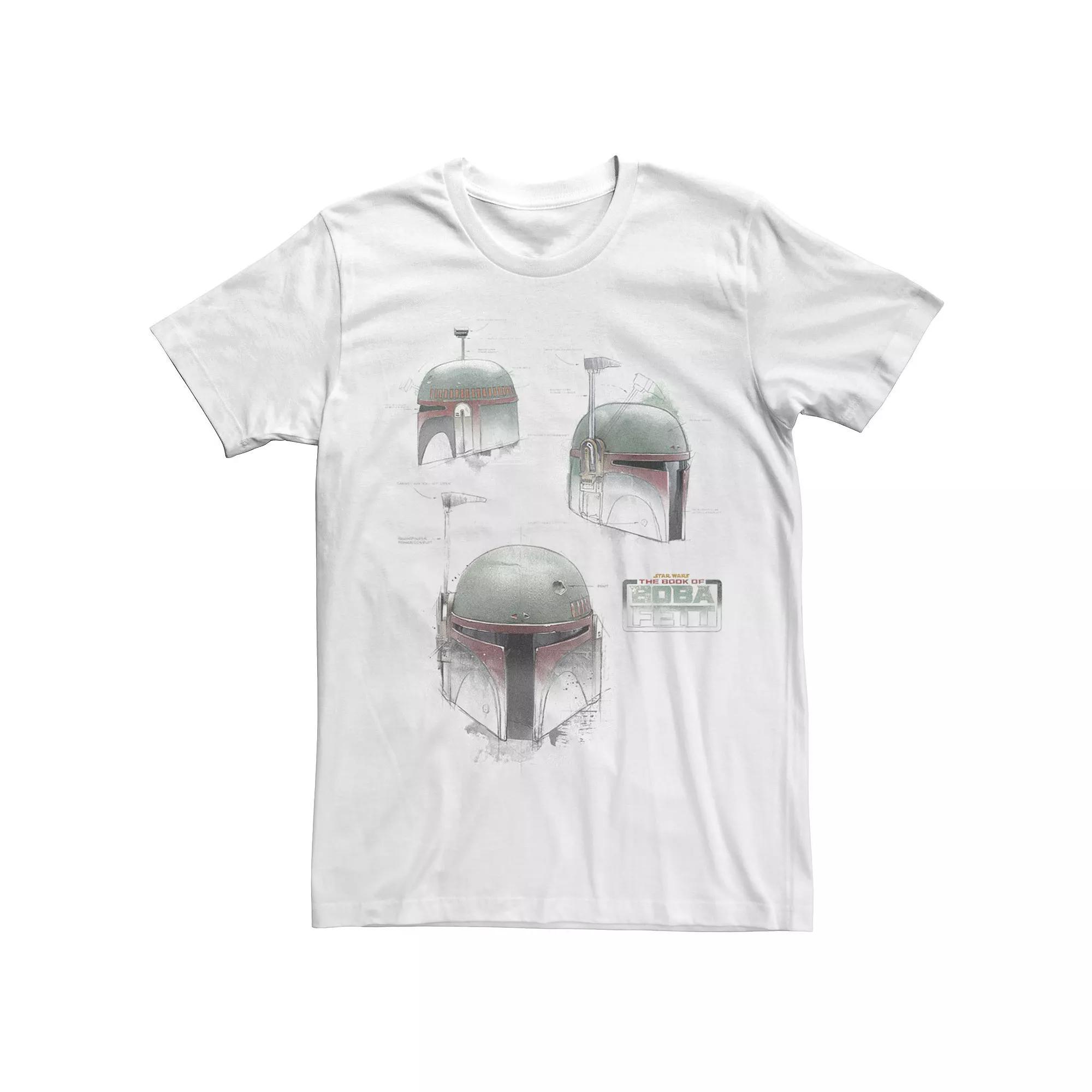 Men's Star Wars The Book Of Boba Fett Helmet Profiles Collage Tee, Size: Small, White Product Image