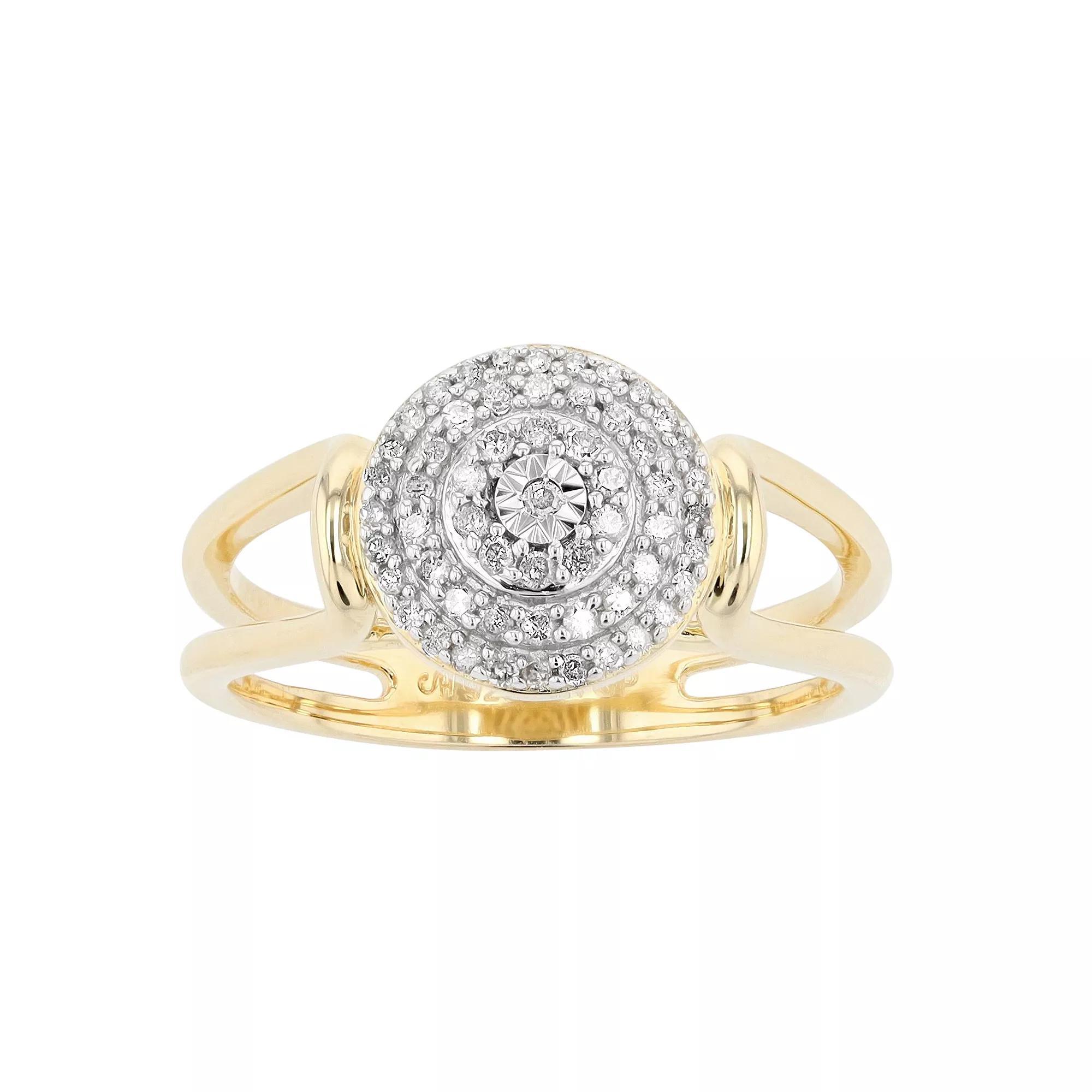14k Gold Over Sterling Silver 1/5 Carat T.W. Diamond Ring, Women's, Size: 7, Gold Tone Product Image