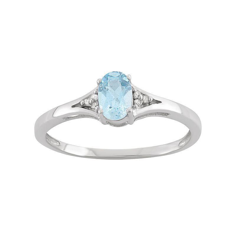 Jewelexcess Sky Blue Topaz & Diamond Accent Sterling Silver Ring, Women's, Size: 6 Product Image