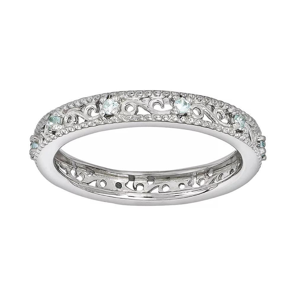 Stacks & Stones Sterling Silver Aquamarine Stack Ring, Women's, Size: 6, Blue Product Image