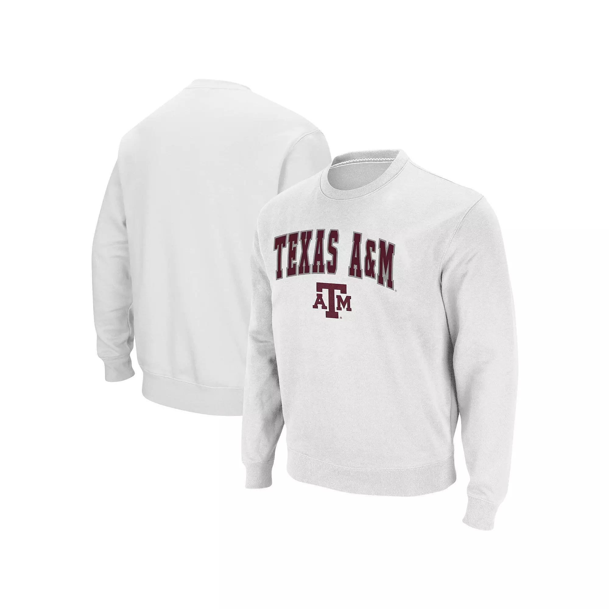 Men's Colosseum White Texas A&M Aggies Arch & Logo Tackle Twill Pullover Sweatshirt, Size: XL Product Image
