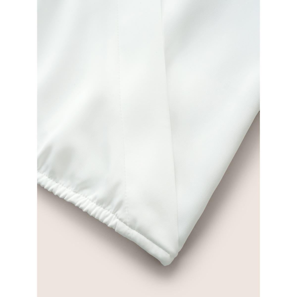 Plus Size White Two Tone Wrap Raglan Sleeve Blouse Women At the Office Short sleeve Overlap Collar Work Blouses BloomChic 22-24/3X Product Image