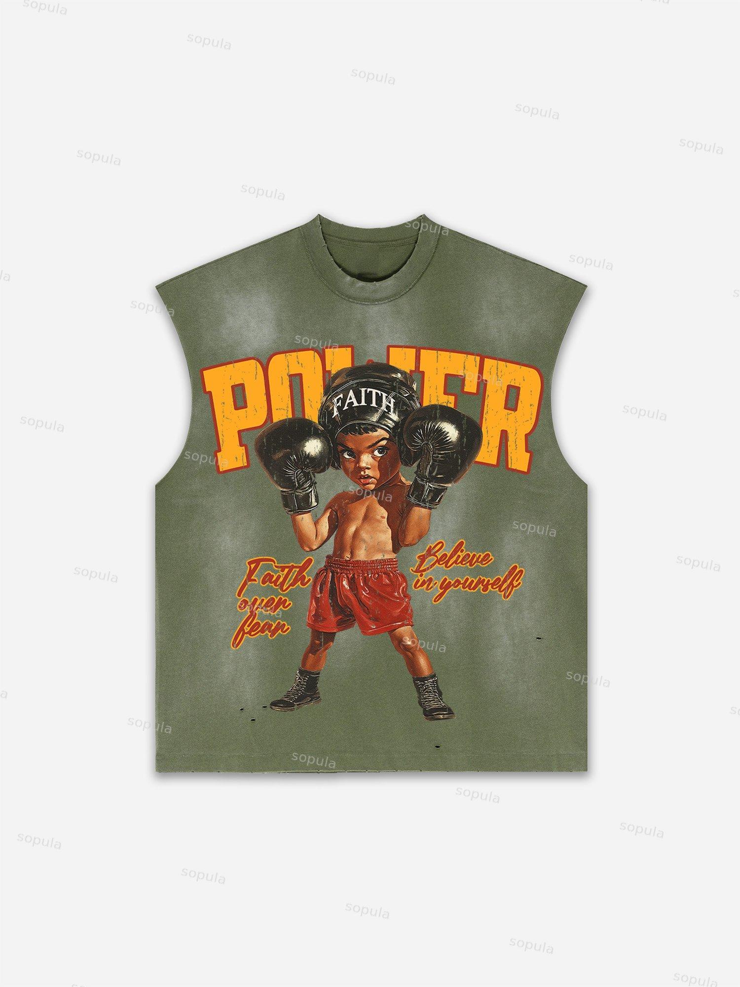Men's Washed Casual Virtual Shadow Graphic Tank Top Product Image
