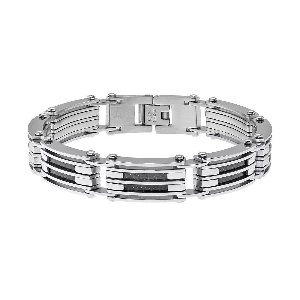 LYNX Stainless Steel Men's Bracelet, Size: 8.5", Black Product Image