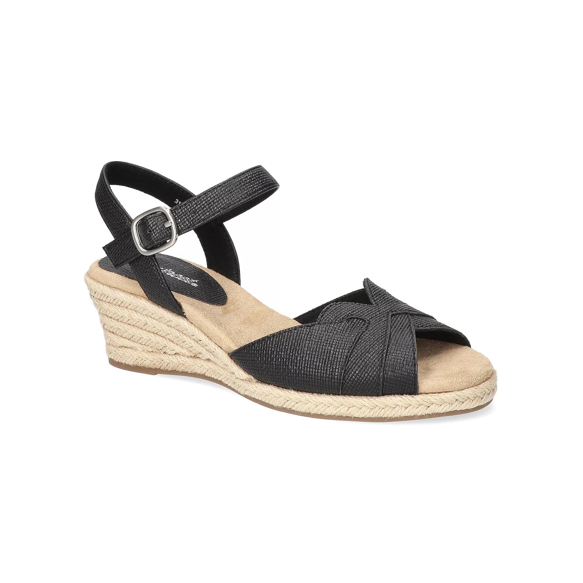 Easy Street Miramar Women's Espadrille Wedge Sandals, Size: 6, Black Product Image