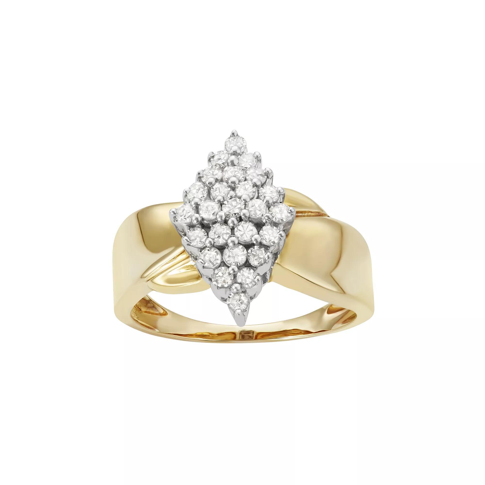 Sterling Silver 1/2 Carat T.W. Diamond Marquise Promise Ring, Women's, Size: 9, 14k Gold Plate Product Image