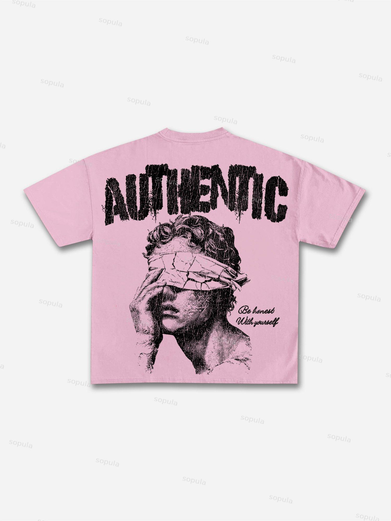 Authentic Abstract Portrait Print Cotton T-shirt Product Image
