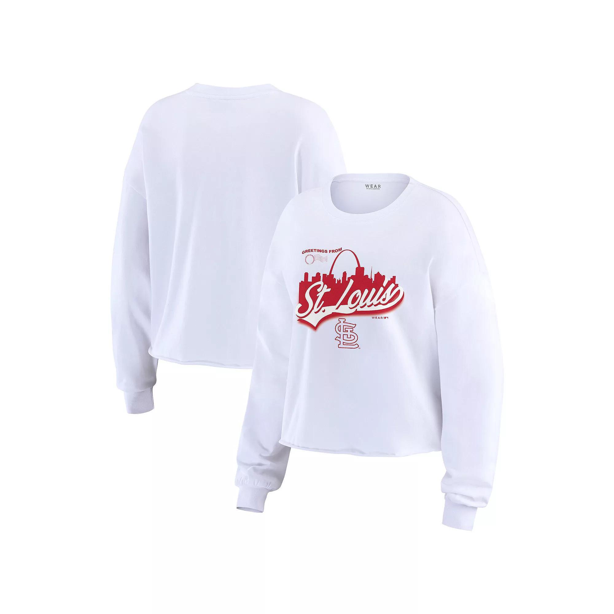 Women's WEAR by Erin Andrews White St. Louis Cardinals Domestic Postcard Long Sleeve T-Shirt, Size: XL Product Image