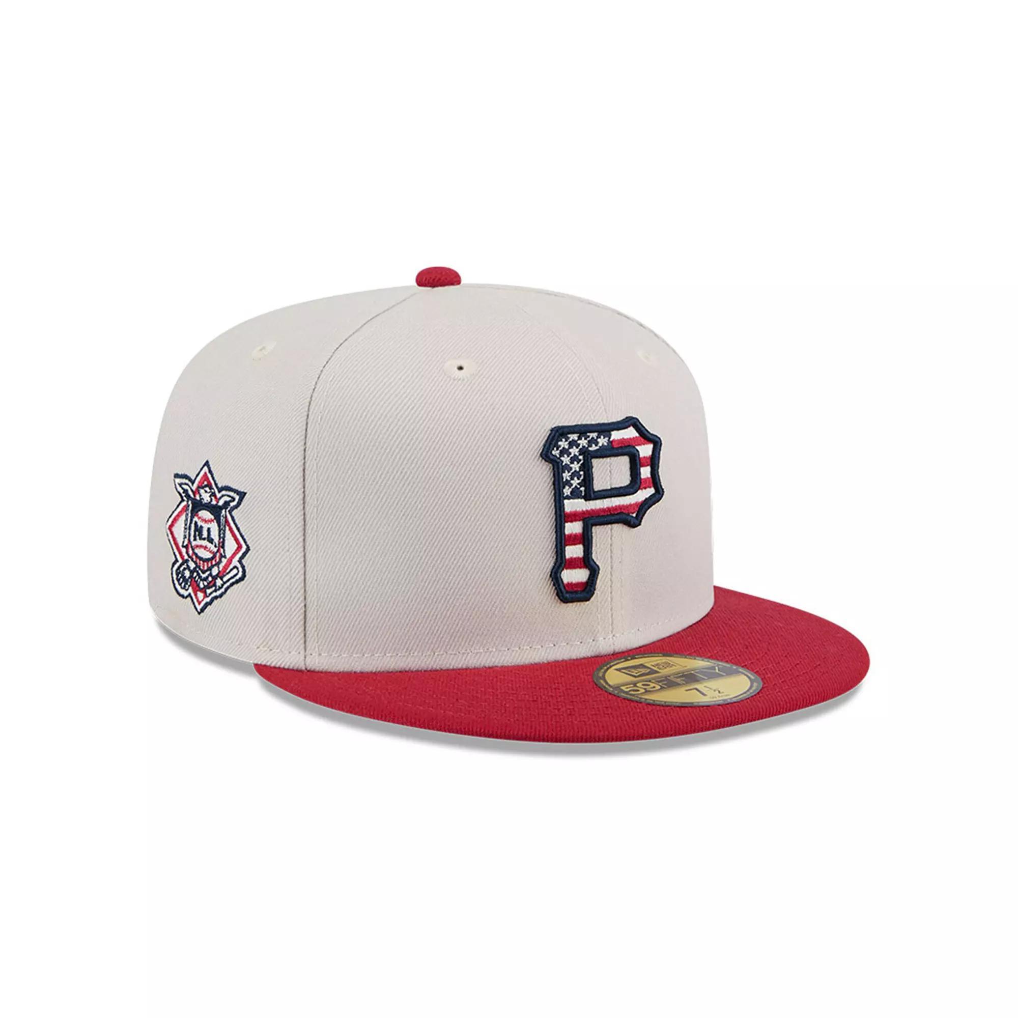 Men's New Era  Khaki/Red Pittsburgh Pirates 2024 Fourth of July 59FIFTY Fitted Hat, Size: 7, Beig K Product Image