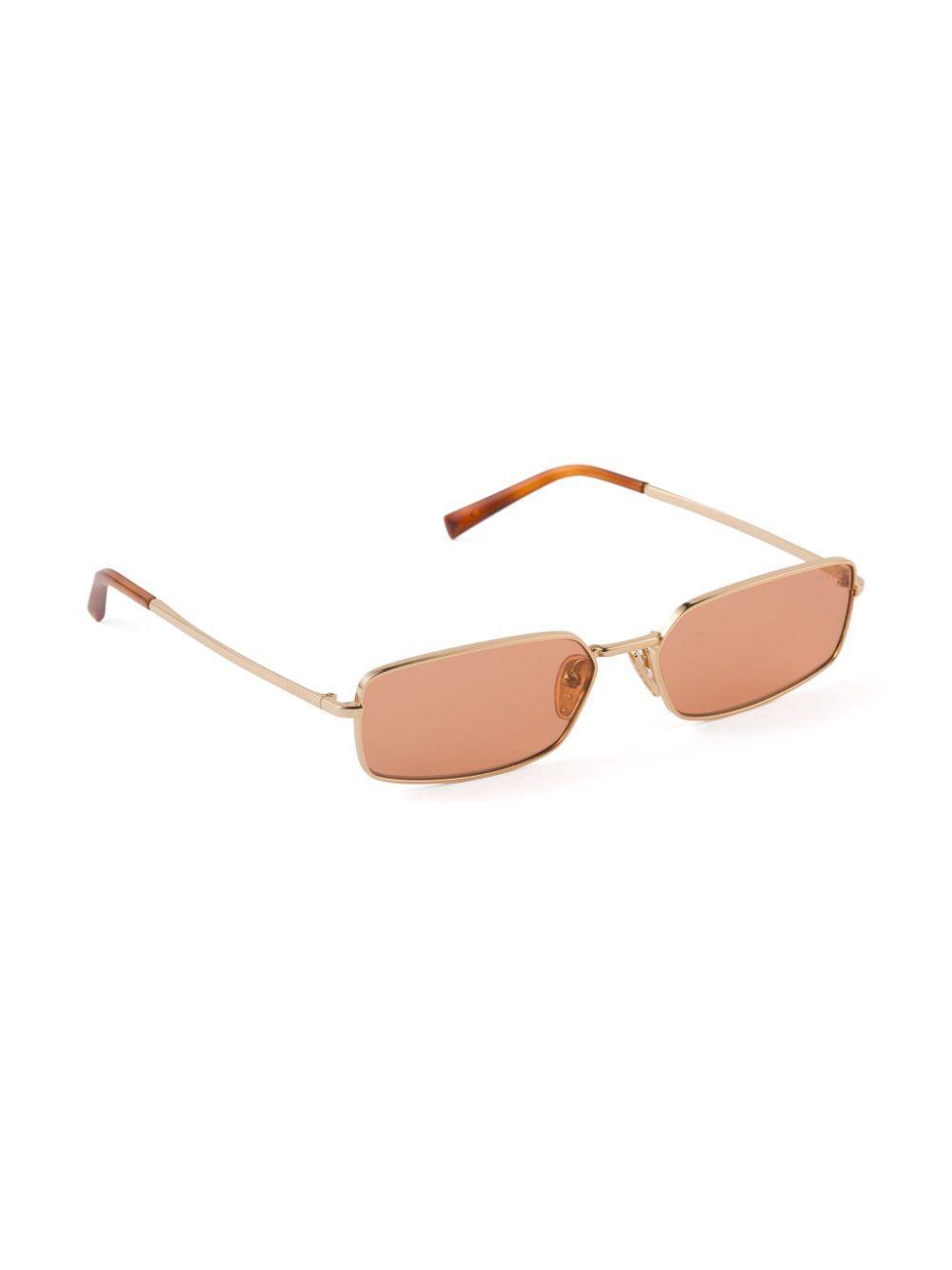 PRADA Thin Rectangle-frame Sunglasses In Gold Product Image