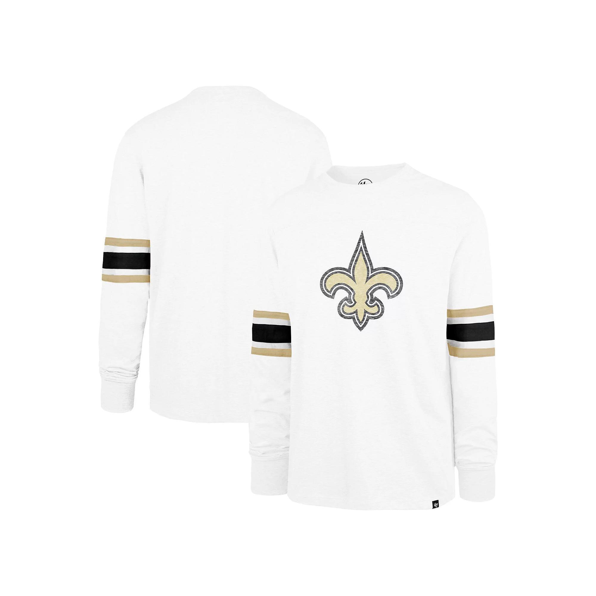 Men's '47 White New Orleans Saints Gridiron Premier Brex Long Sleeve T-Shirt, Size: Medium Product Image