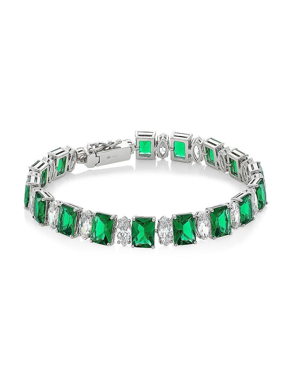 Womens Glitz Sterling Silver, Nano Gem, & Cubic Zirconia Bracelet Product Image
