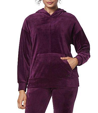 Andrew Marc Sport Velvet Knit Long Sleeve Kangaroo Pocket Hoodie Product Image