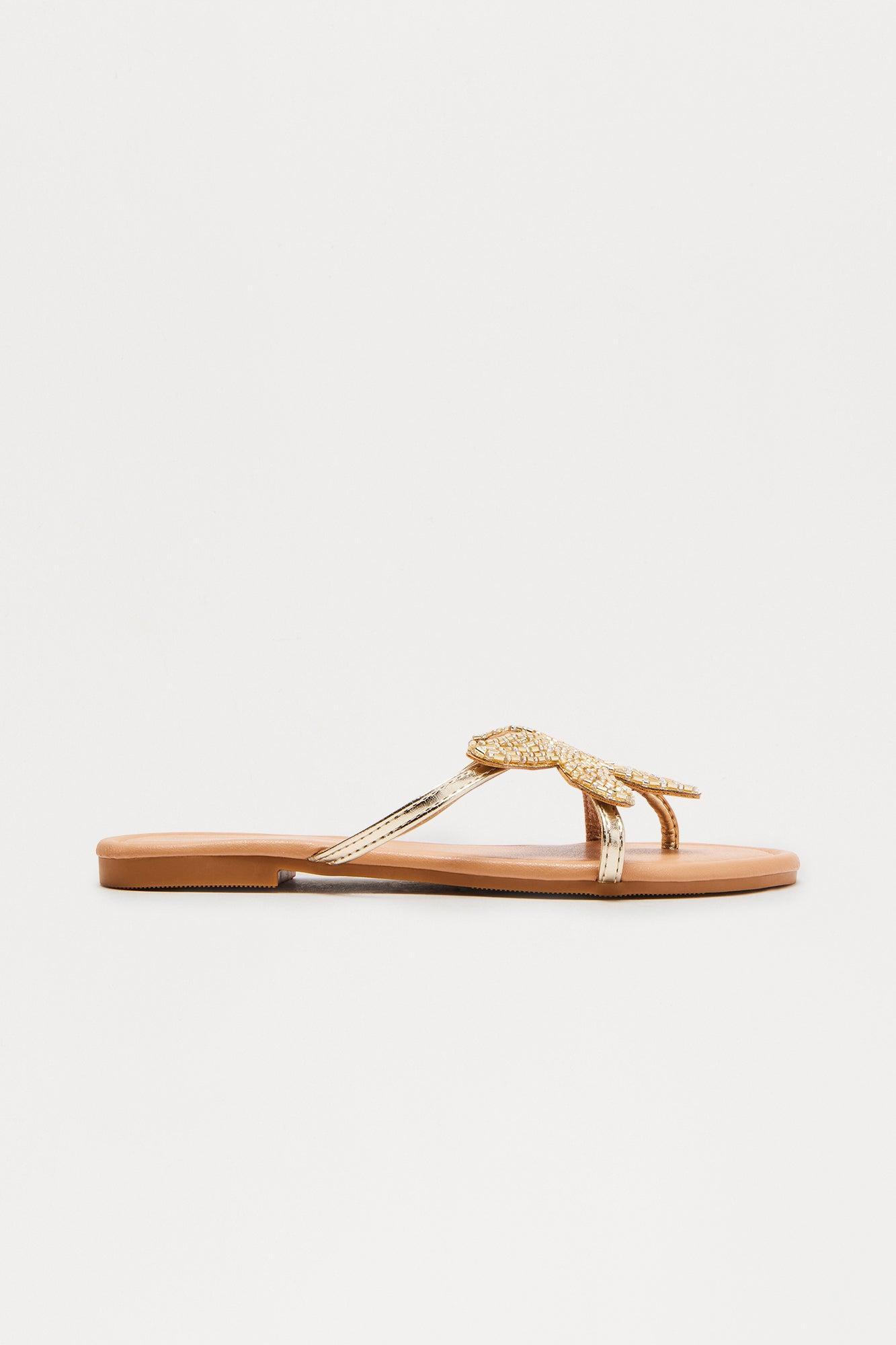 Shoreside Starfish Flip Flops - Gold Product Image