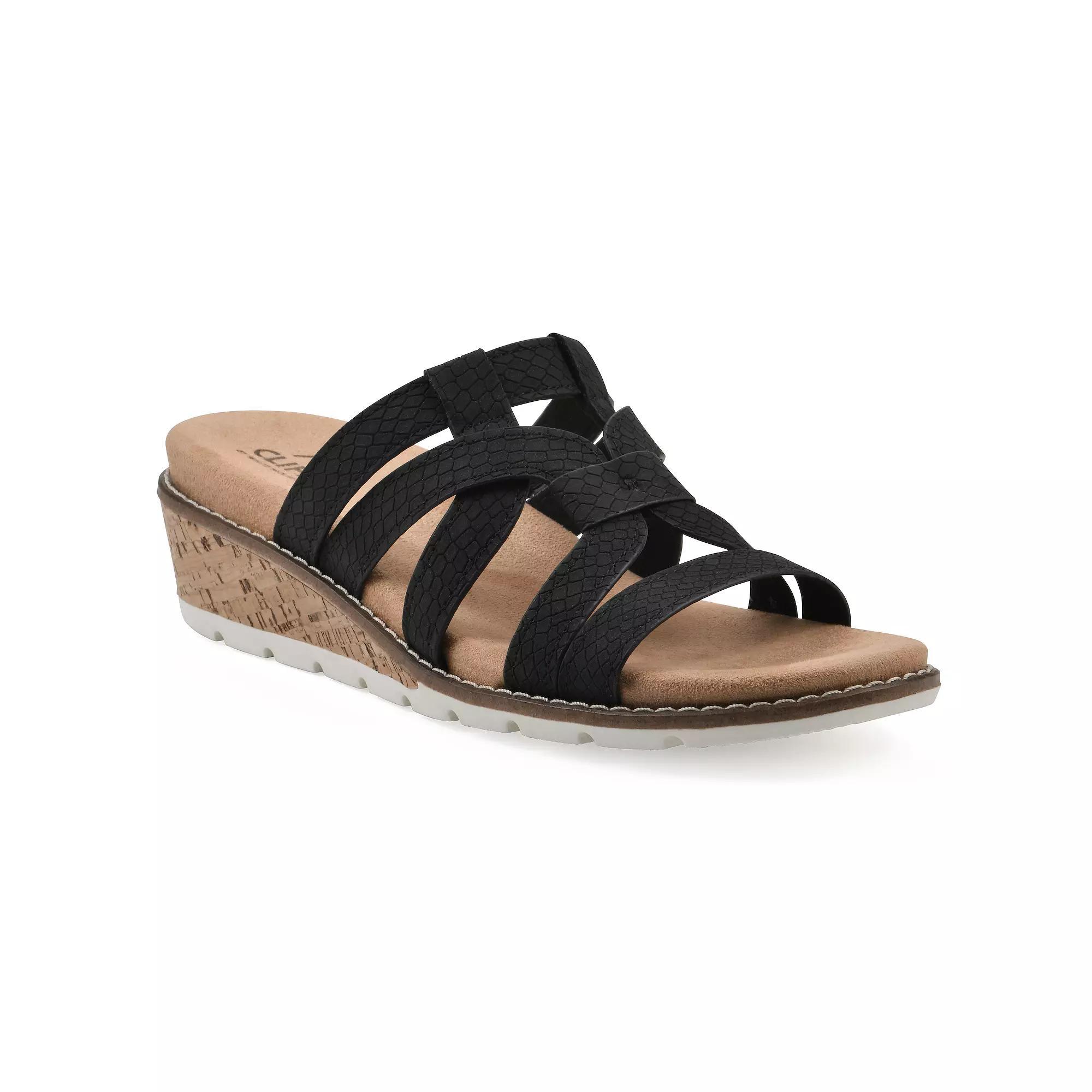 Cliffs by White Mountain Tinisha Women's Wedge Sandals, Size: 8, Black Embossed Snake Product Image