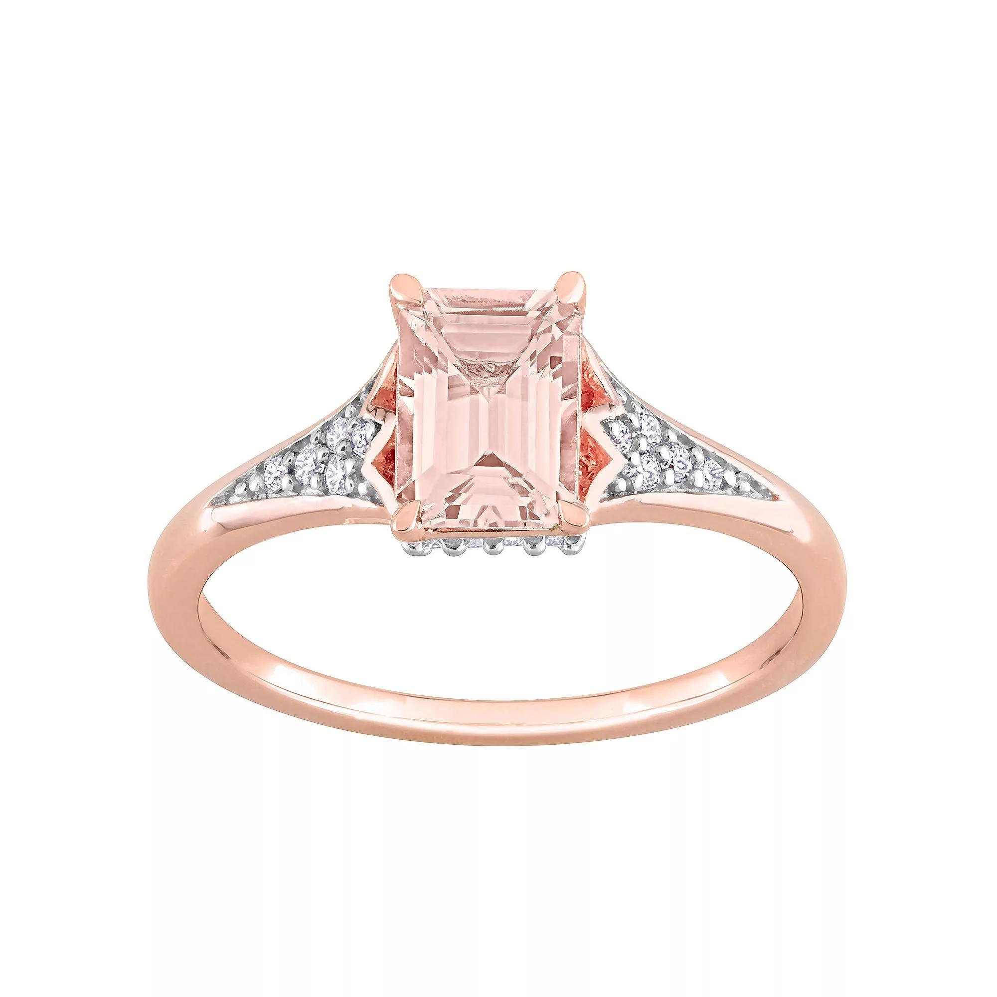 Stella Grace 10k Rose Gold Morganite & 1/10 Carat T.W. Diamond Engagement Ring, Womens 10k Rsgold Product Image