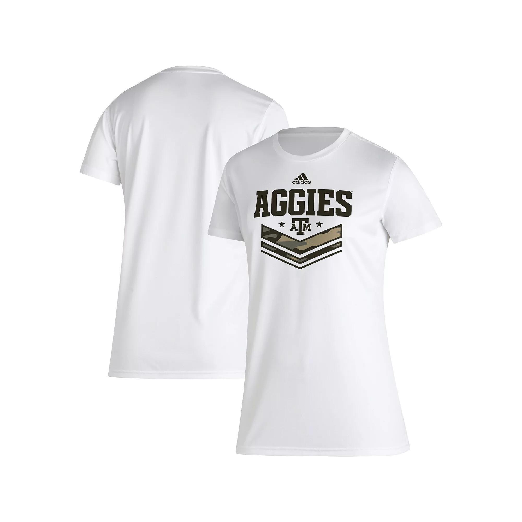 Women's adidas White Texas A&M Aggies Military Appreciation AEROREADY T-Shirt, Size: XL Product Image