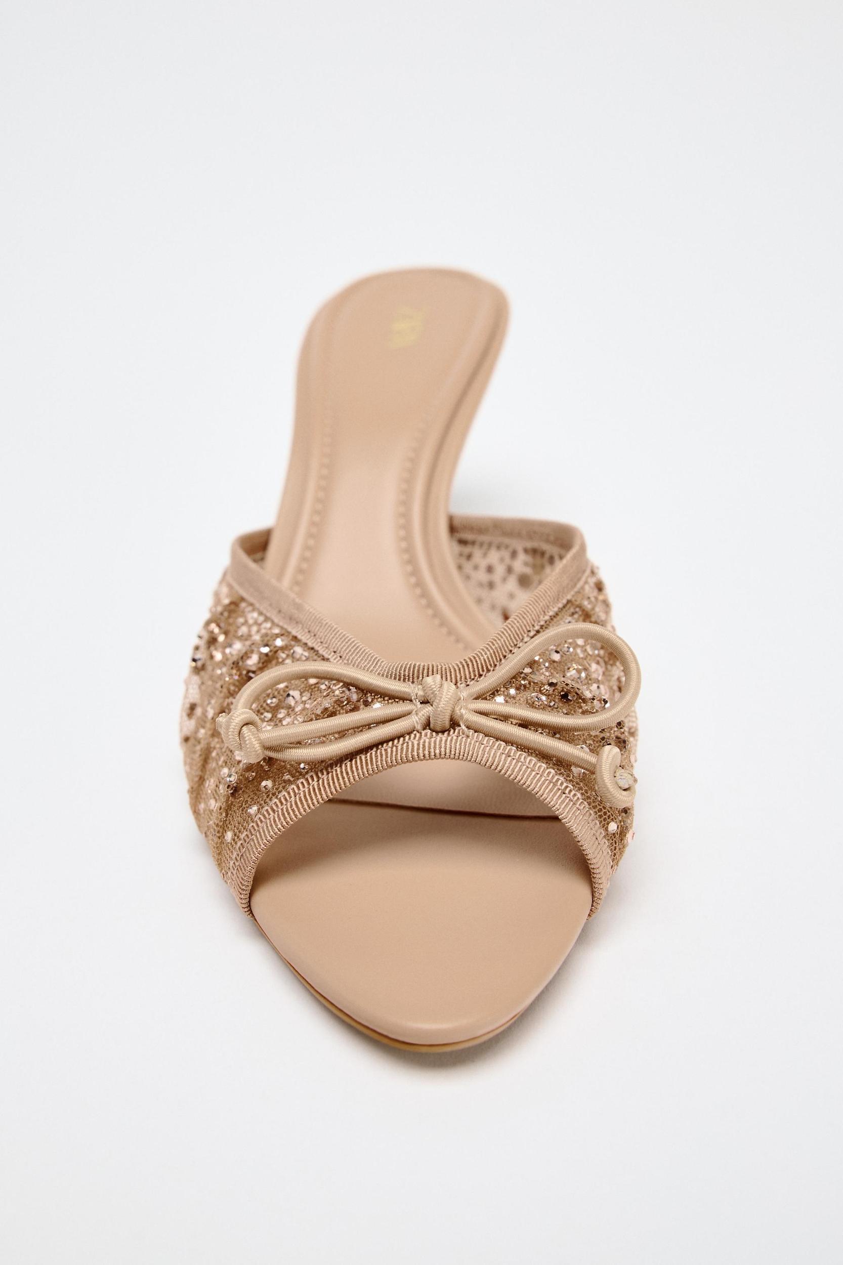 HIGH HEEL RHINESTONE MESH SANDALS Product Image