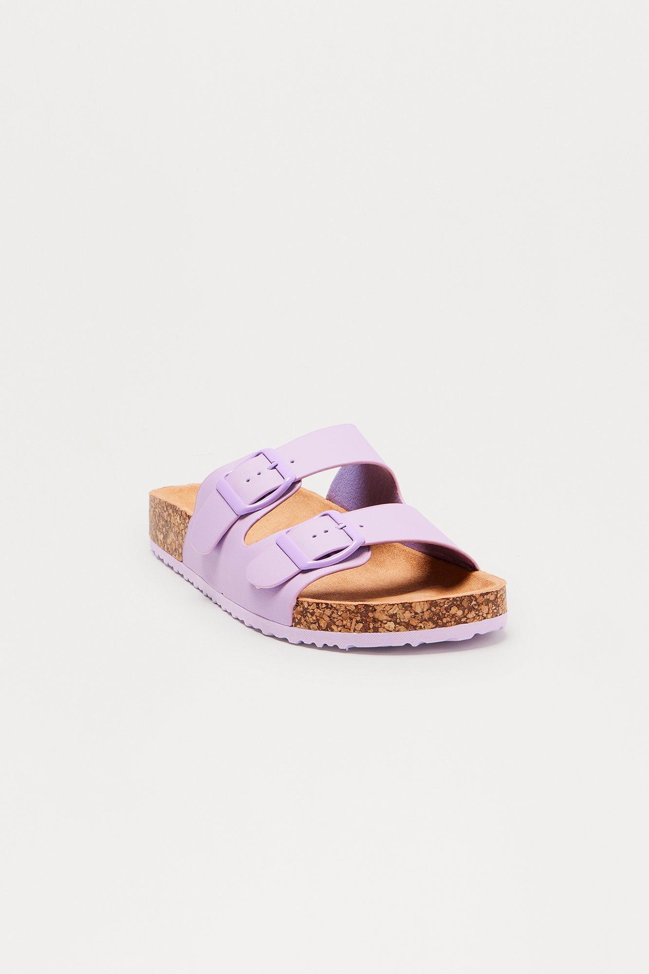 Adriana Buckle Slides - Purple Product Image