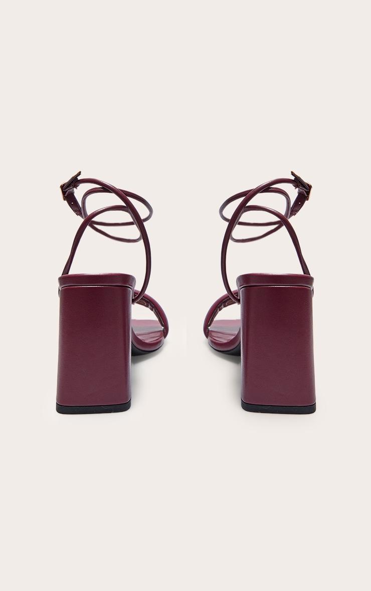 Burgundy PU Wide Fit Square Toe Padded Block Heeled Sandals Product Image