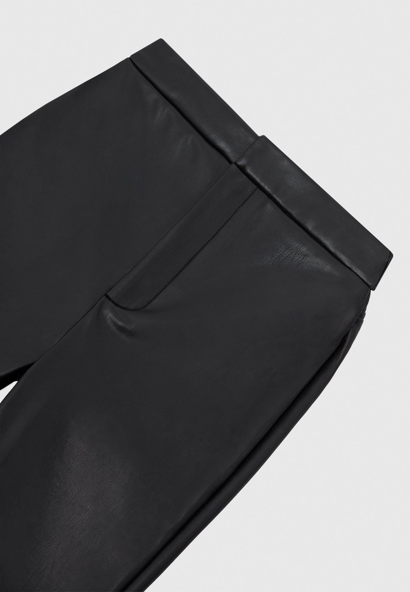 Leather Mini Flared Leggings - Black Female Product Image