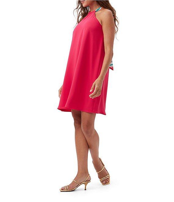 Trina Turk Bonbon Double Georgette Halter Neck Tie Back Dress Product Image