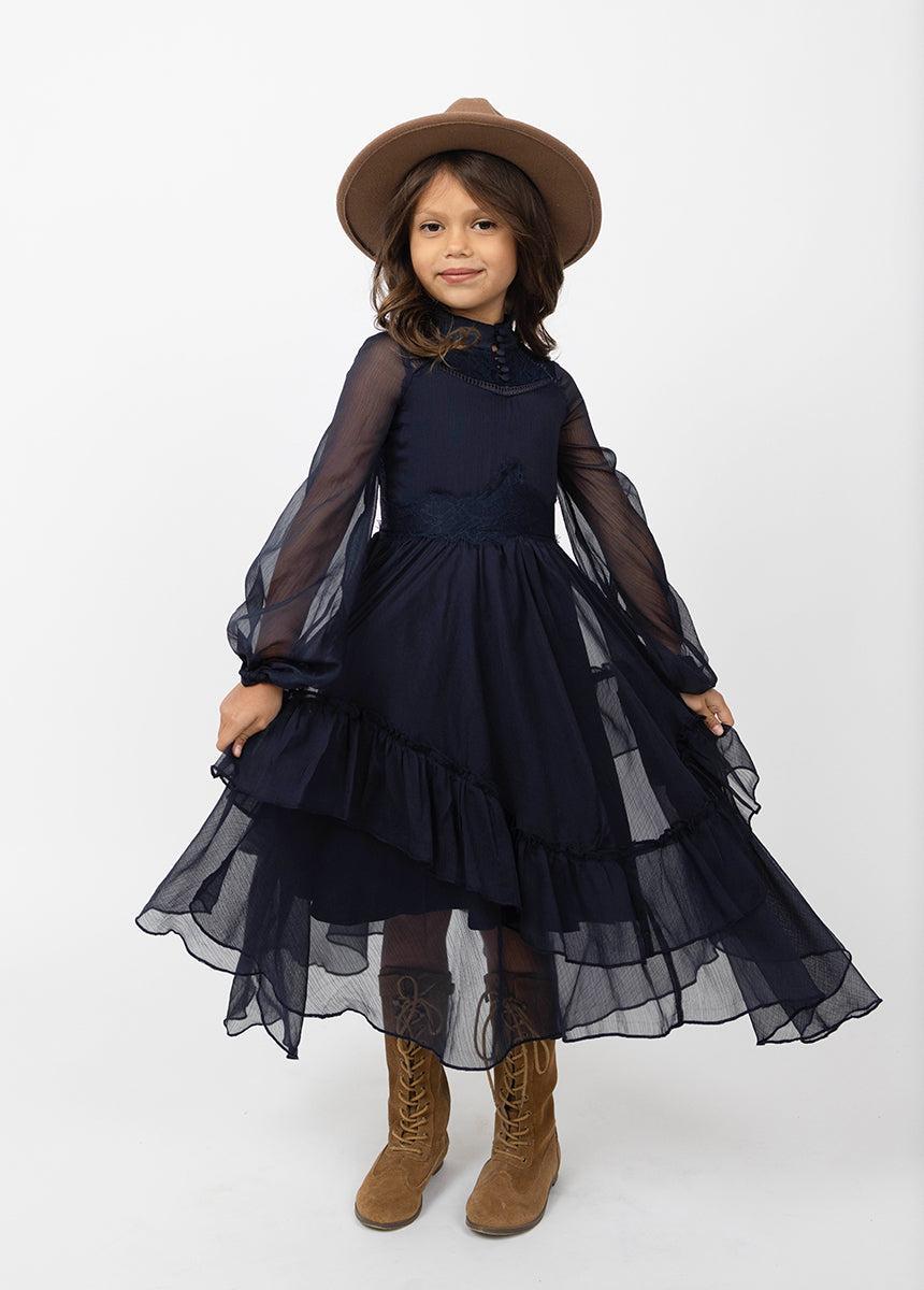 Kimaya Dress in Midnight Blue Girls Product Image