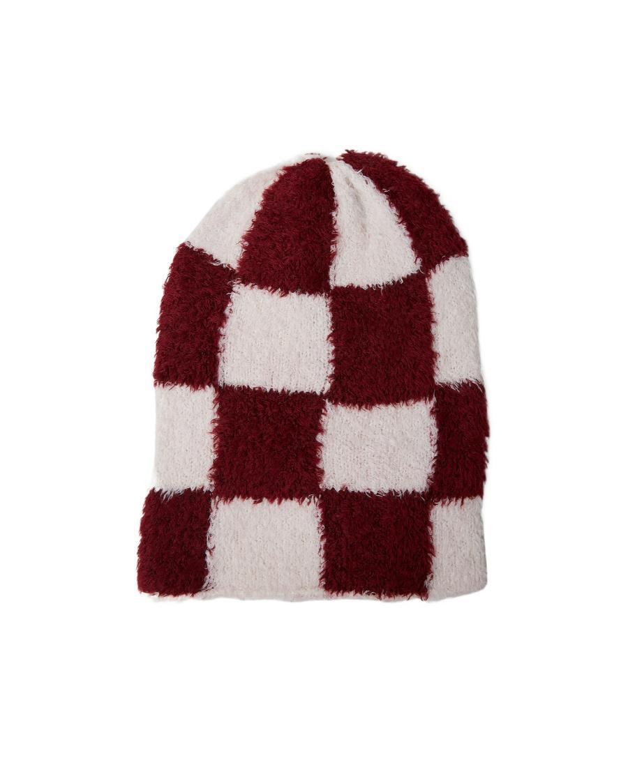 THE ELDER STATESMAN Plaid Knitted Hat In Pink Product Image