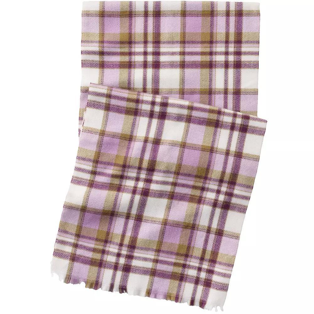 Women's Lands' End CashTouch Pattern Scarf, Ivory Plum Plaid Product Image
