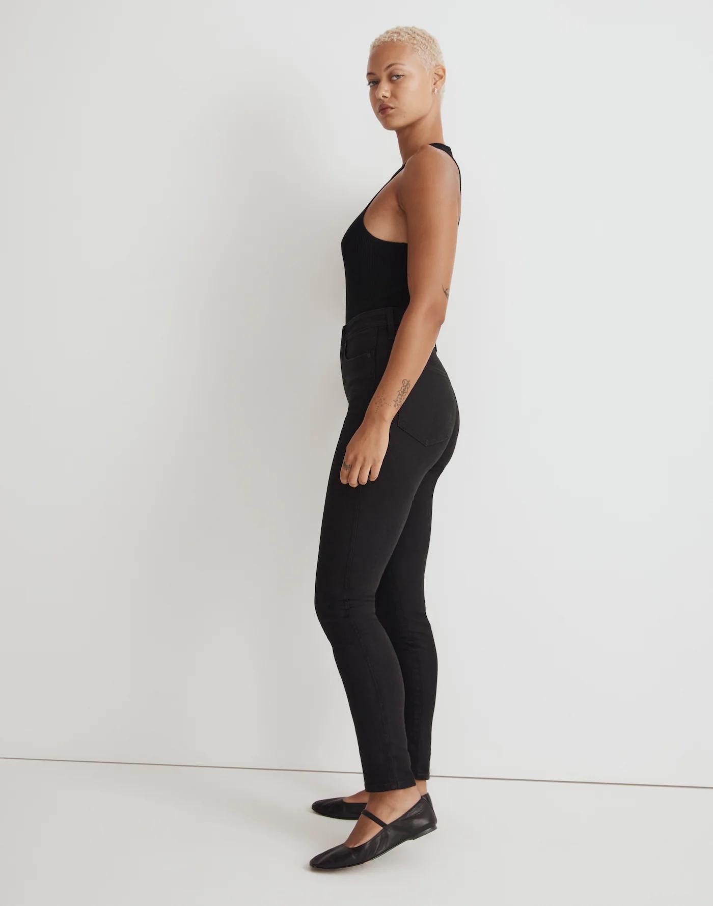 Tall Curvy High-Rise Skinny Jeans in Black Frost Product Image