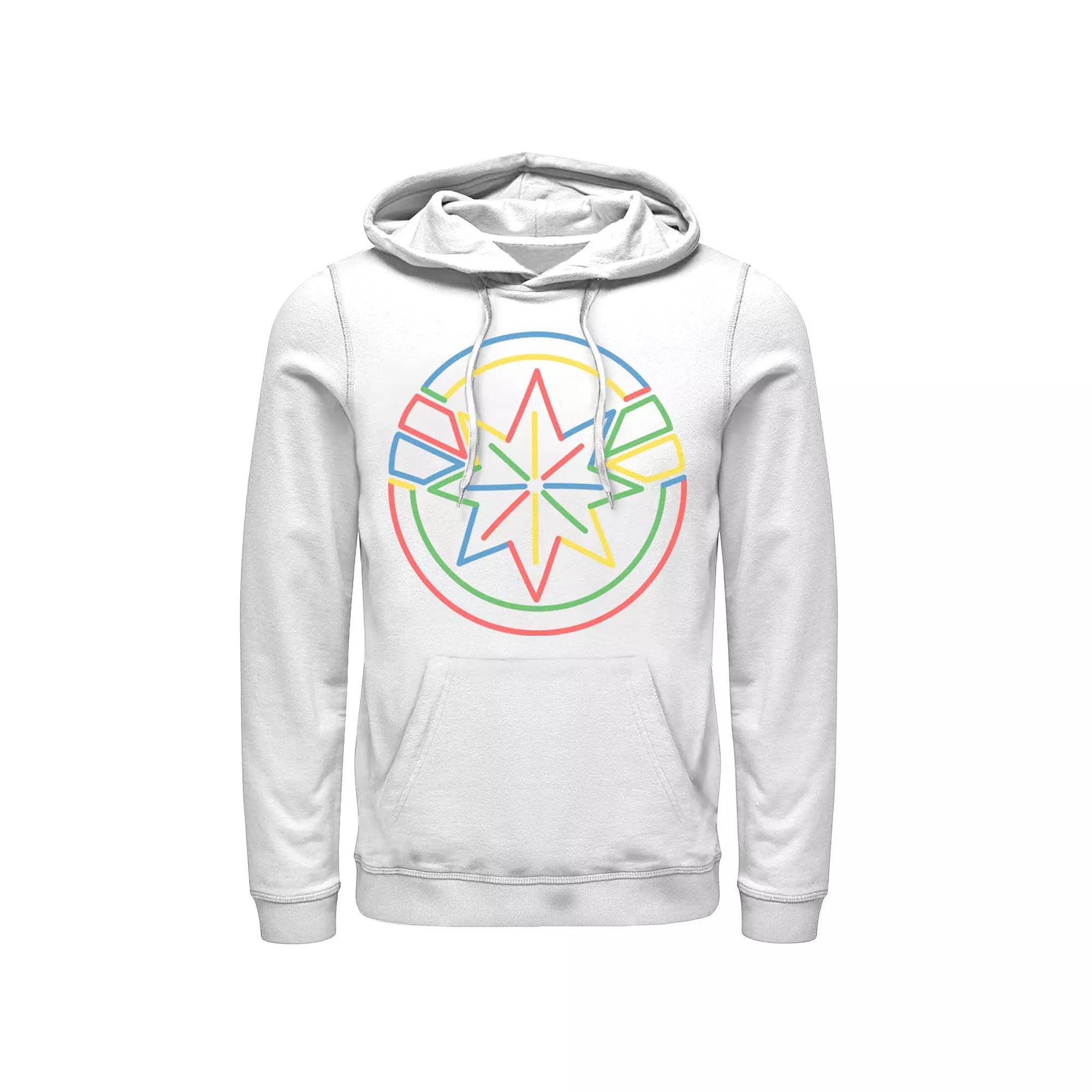 Men's Marvel Captain Marvel Colorful Line Art Logo Hoodie, Size: Medium, White Product Image