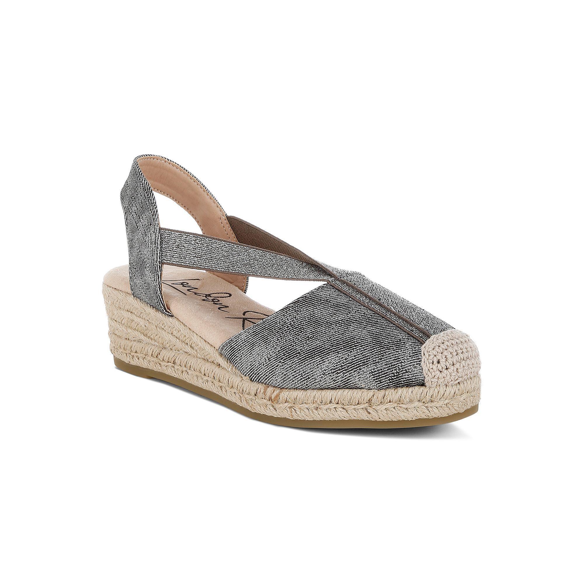London Rag Port Side Women's Espadrille Wedge Sandals, Size: 7, Black Product Image