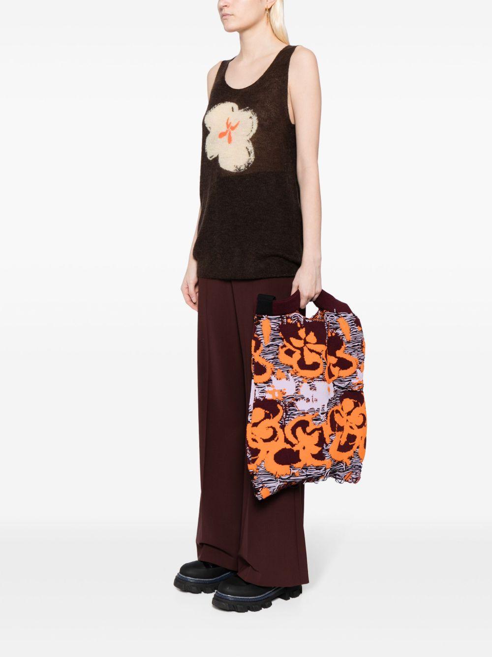 knitted floral tote bag Product Image