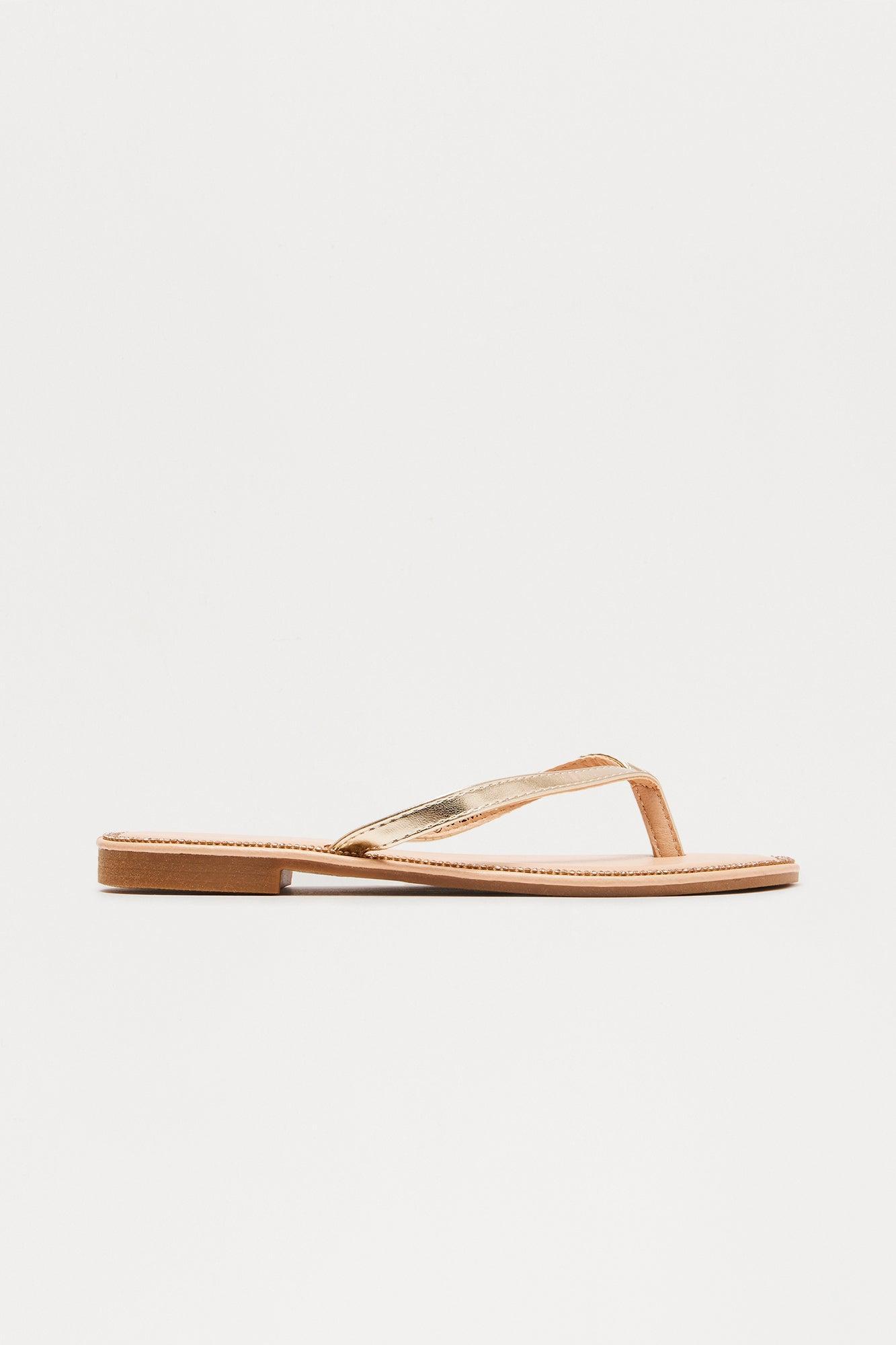 Topaz Rhinestone Flip Flops - Gold Female Product Image