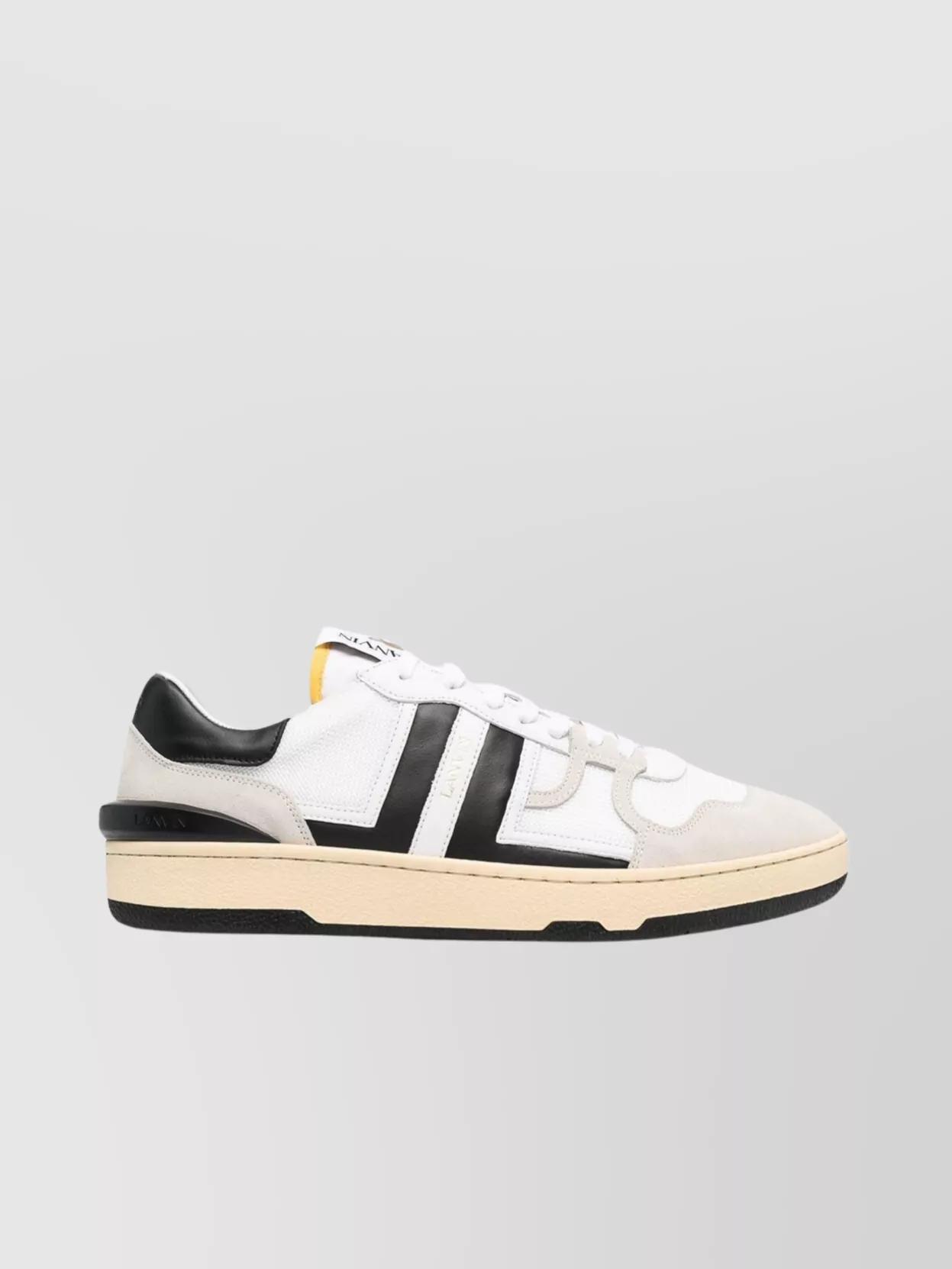 LANVIN Black And White Leather Clay Low Mesh Sneakers Product Image