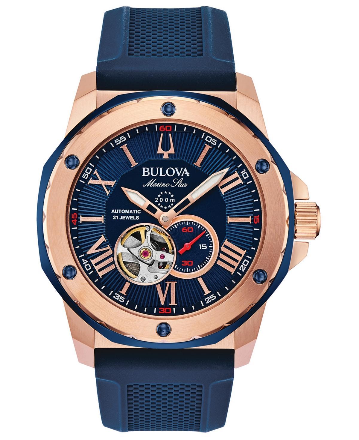 Bulova Mens Marine Star Automatic Gold Tone Stainless Steel Bracelet Watch - 97A174 Product Image