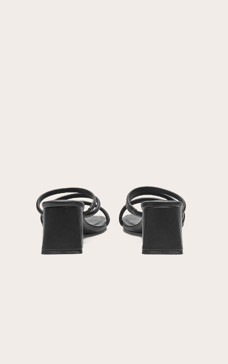Black Wide Fit PU Square Toe Tube Strap Mid Block Heeled Sandals Product Image