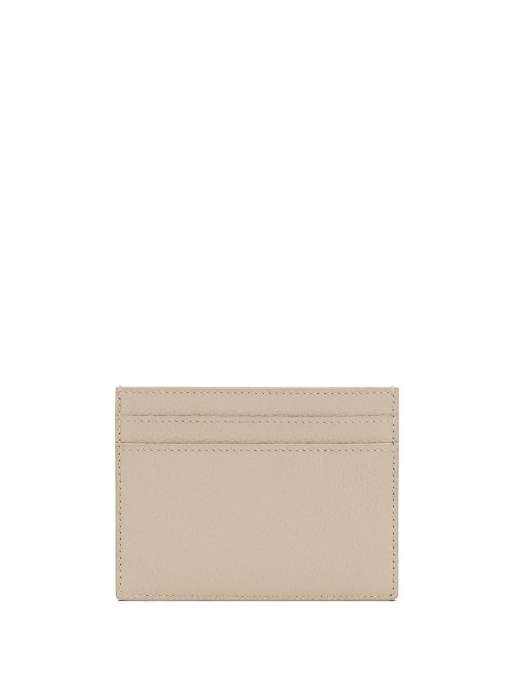 SAINT LAURENT Tiny Cassandre Grained Leather Cardholder In Beige Product Image