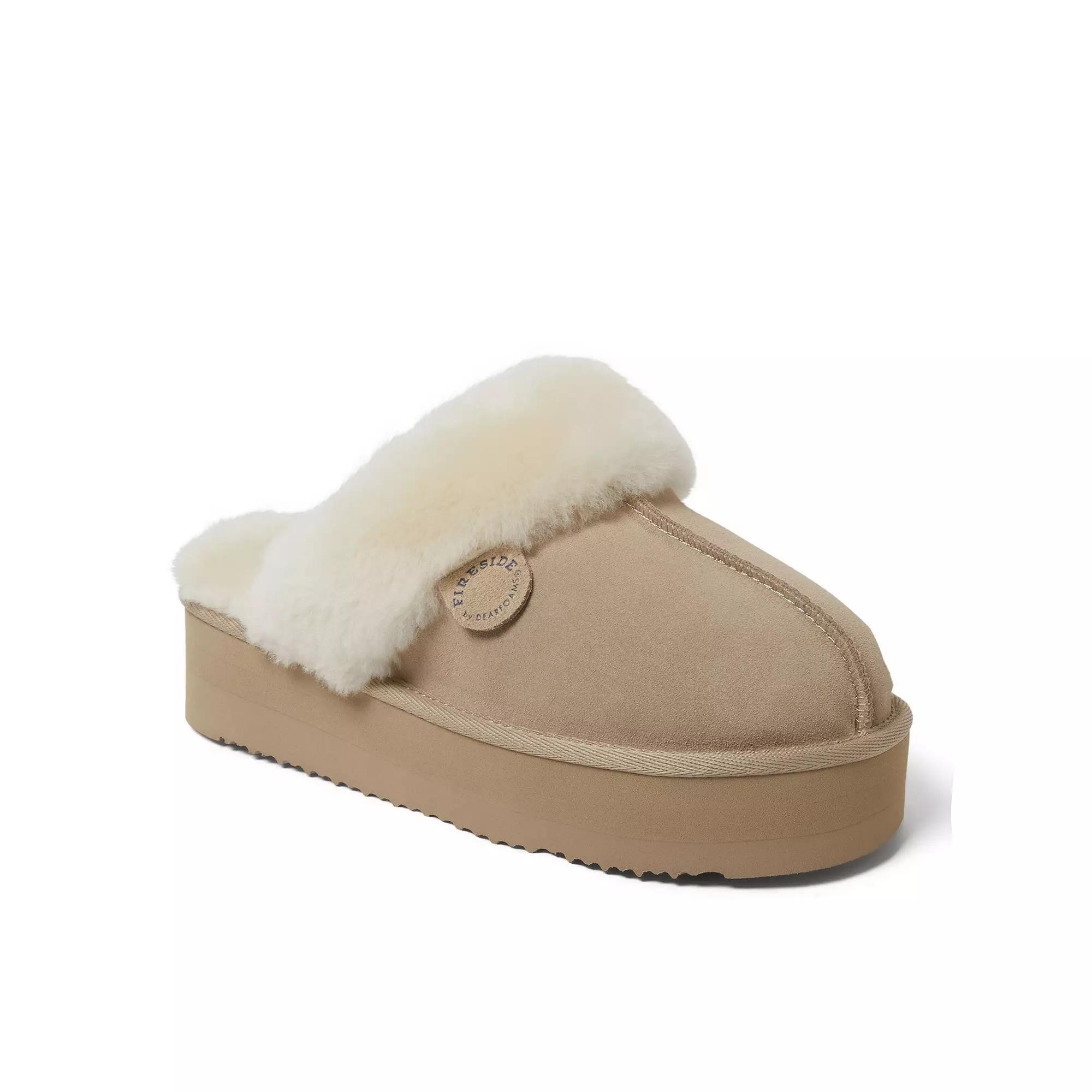 Fireside by Dearfoams Melton Shearling Womens Platform Scuff Slippers Product Image