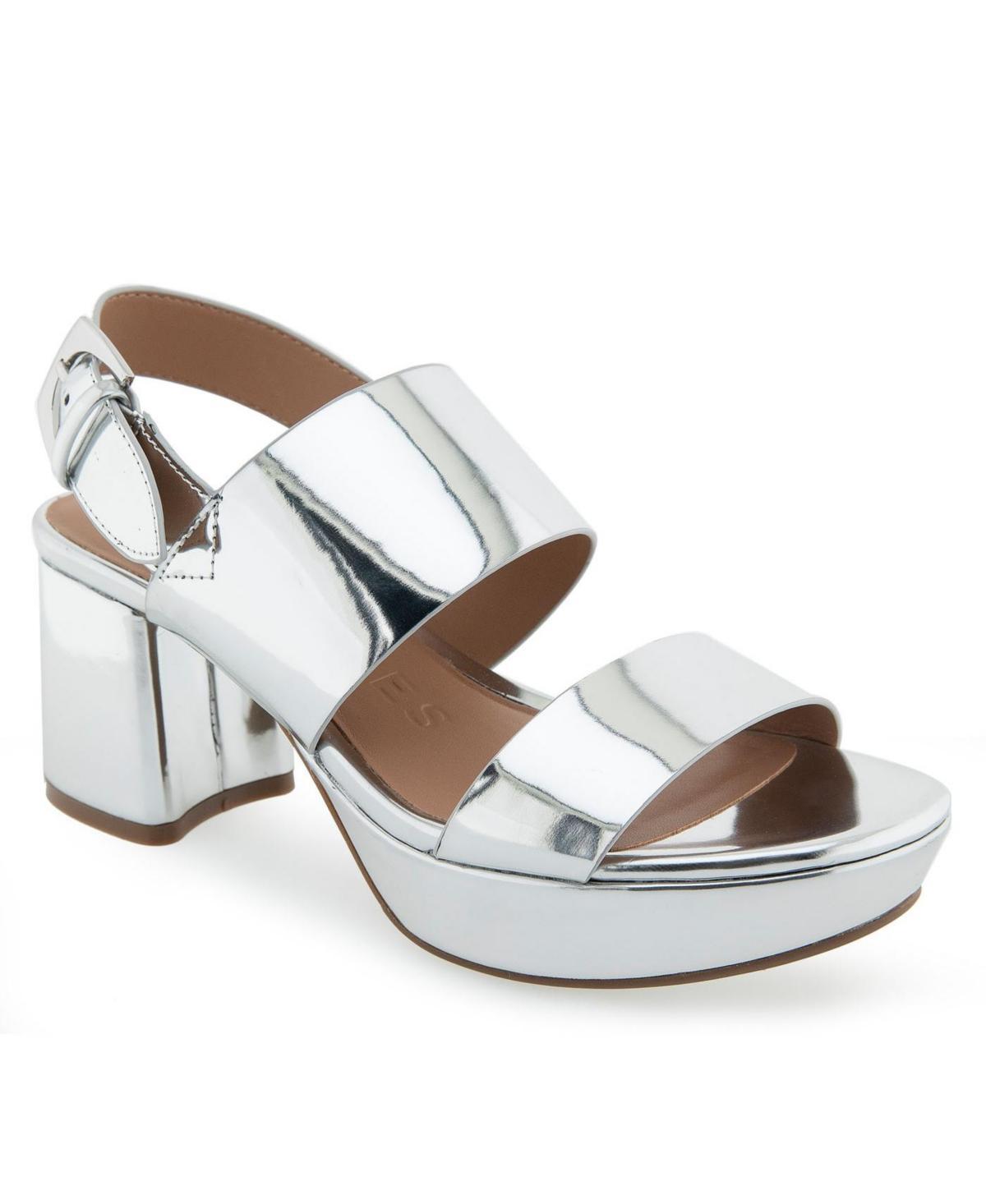 Aerosoles Camilia Womens Platform Sandals Silver Grey Product Image