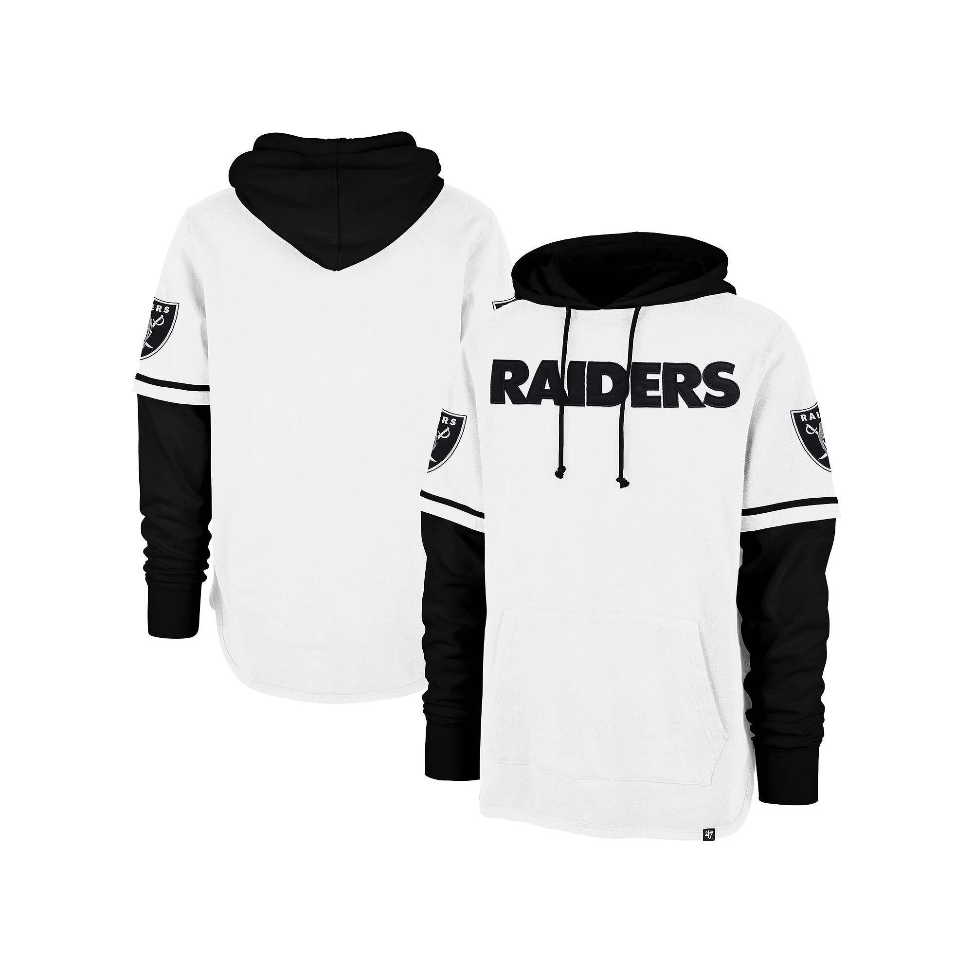 Men's '47 White Las Vegas Raiders Trifecta Shortstop Pullover Hoodie, Size: Large, Lvr White Product Image