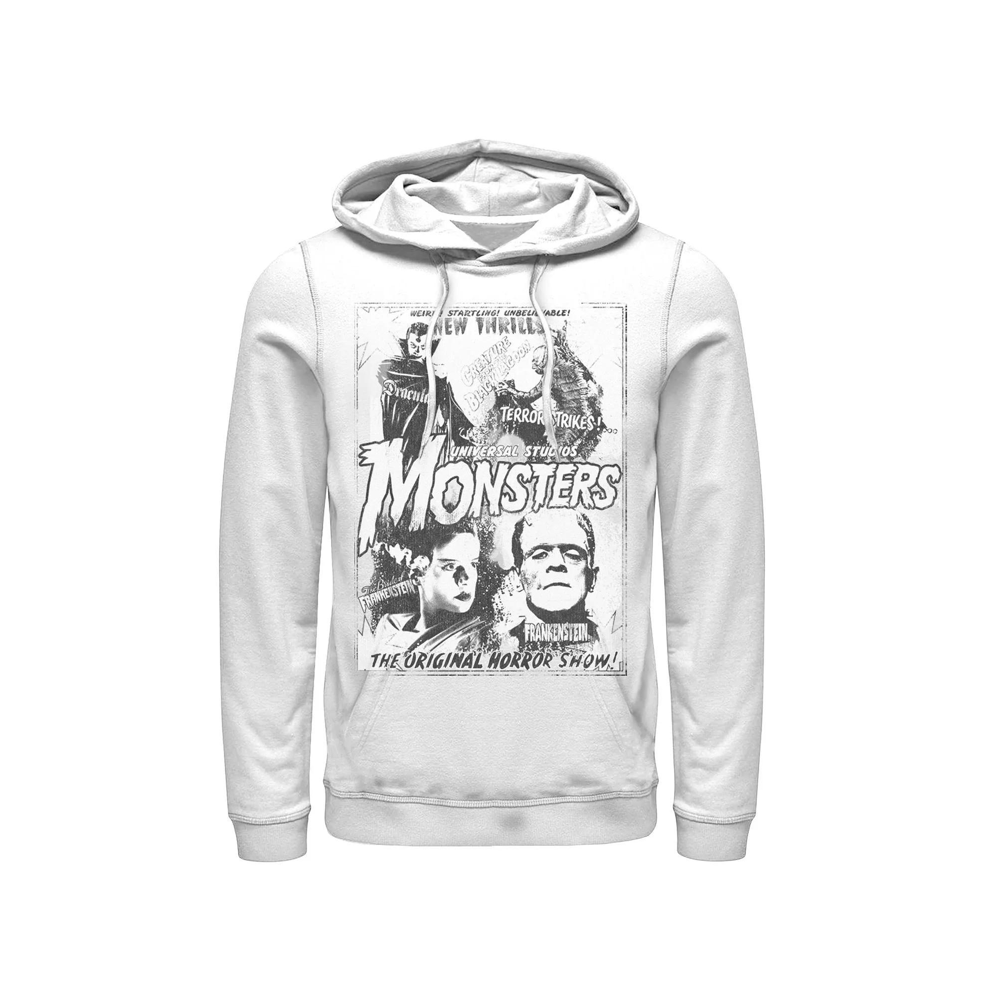 Men's Universal Monsters Collage Movie Poster Hoodie, Size: Large, White Product Image