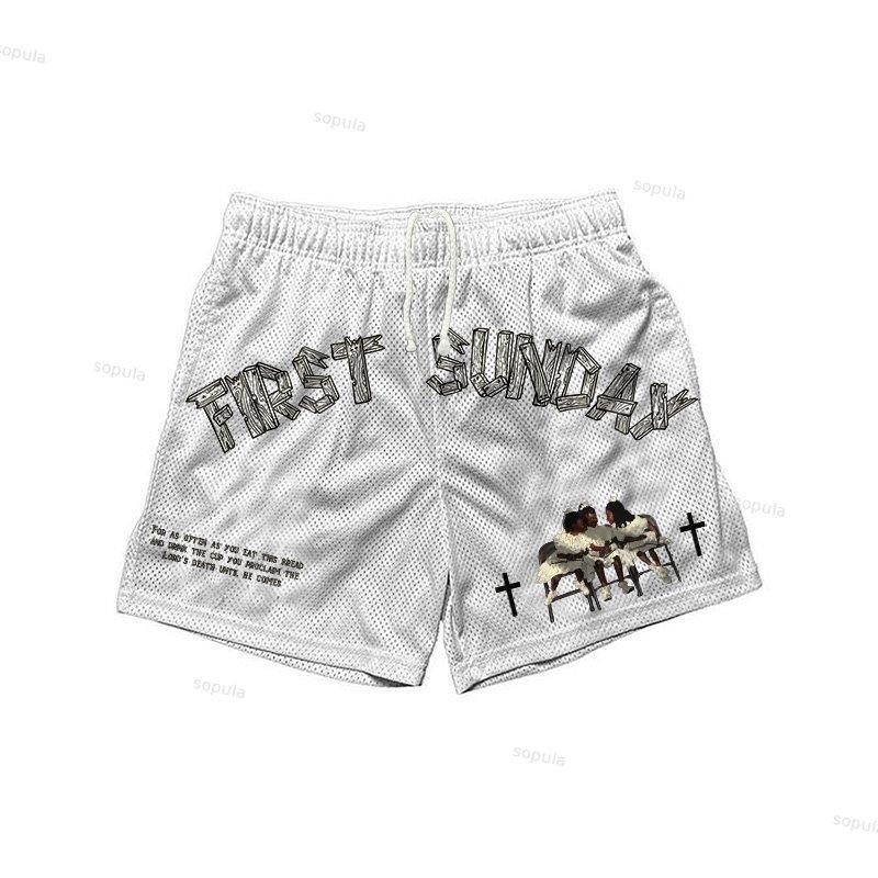Sopula Retro First Sunday Faith Print Graphic Mesh Shorts Product Image