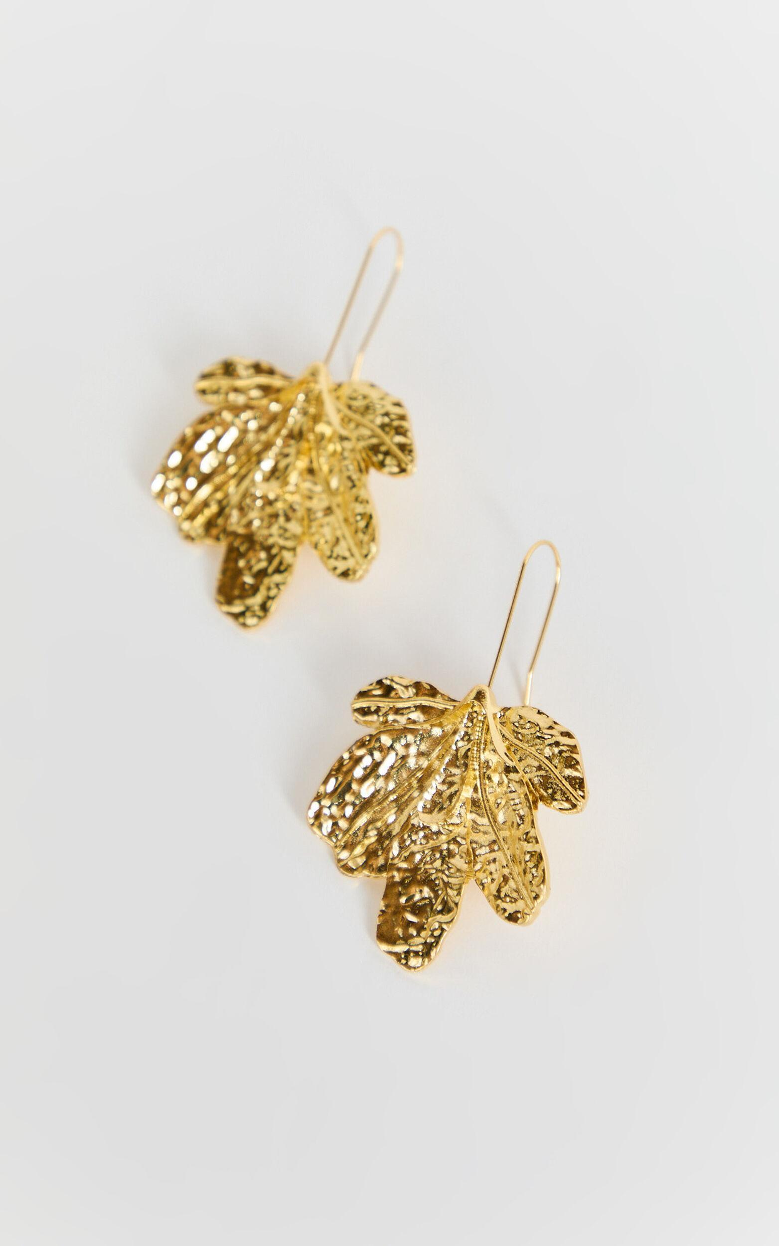 Elise Earrings - Flower Drop Earrings in Gold Product Image
