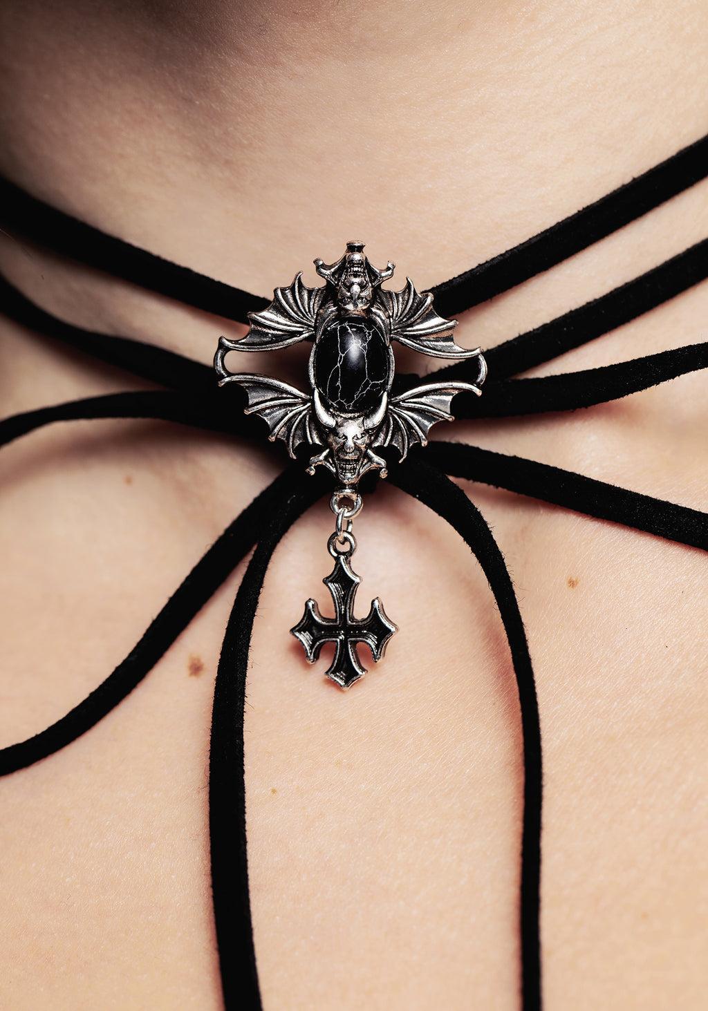 Gargoyle Gothic Cord Choker Necklace Product Image