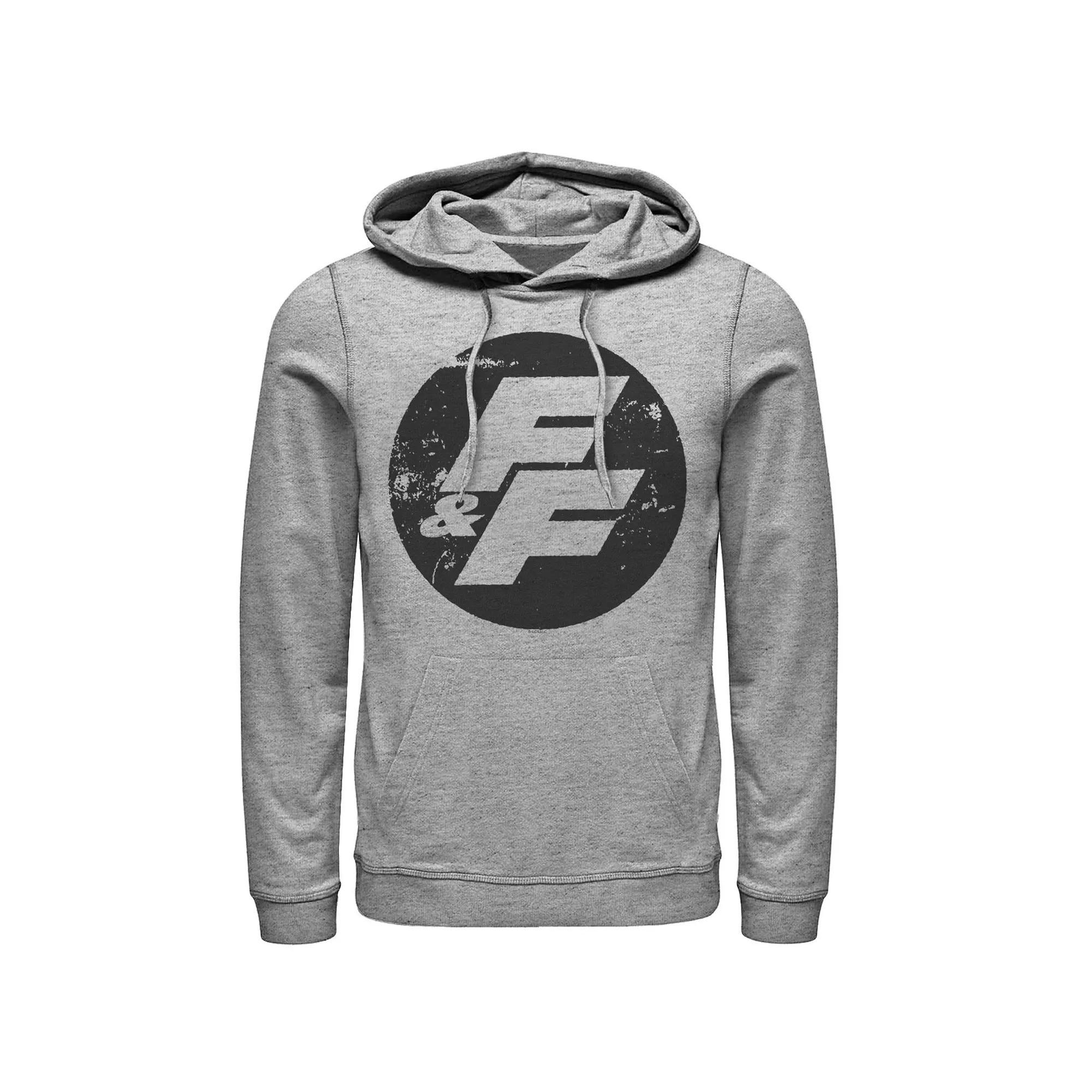 Mens Fast & Furious Distressed Circle Logo Hoodie Athletic Grey Product Image