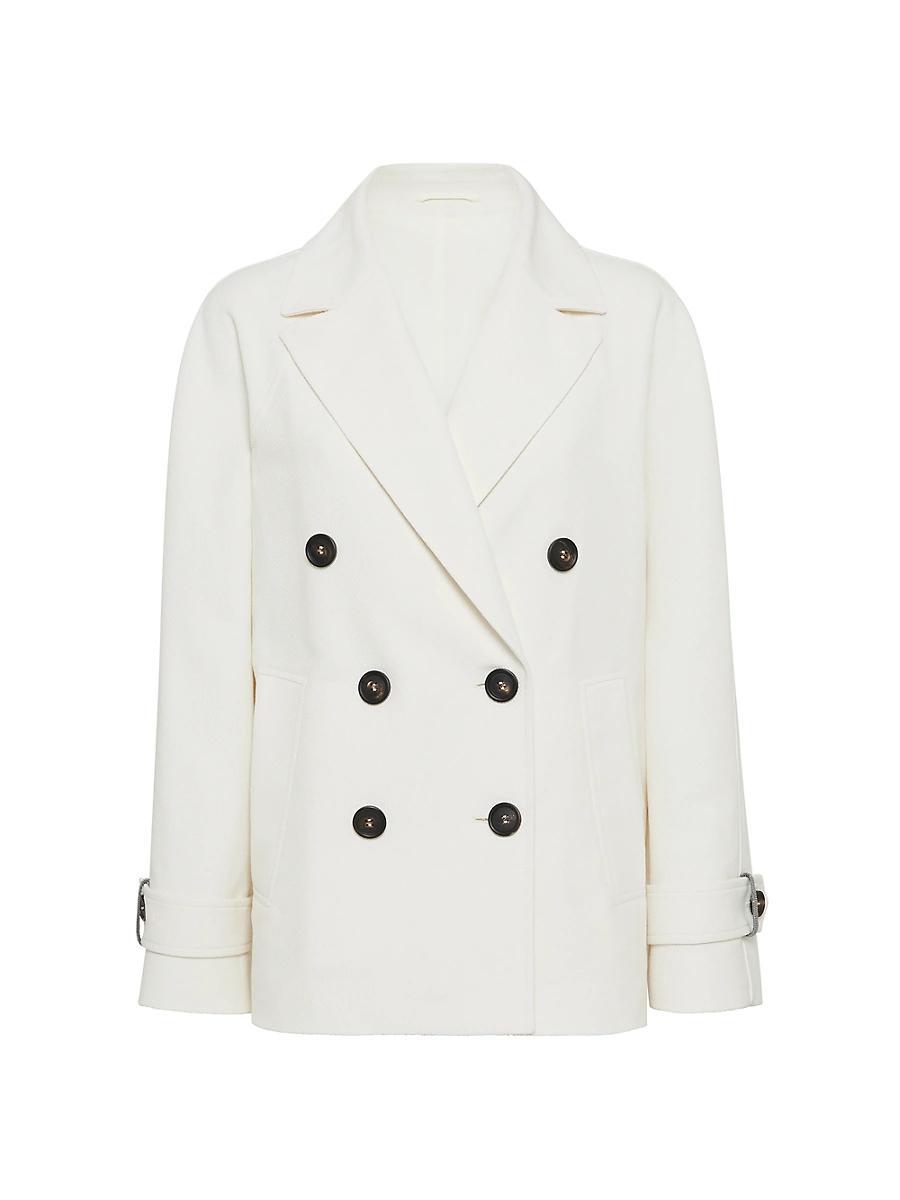 Womens Cotton and Linen Cavalry Peacoat Product Image