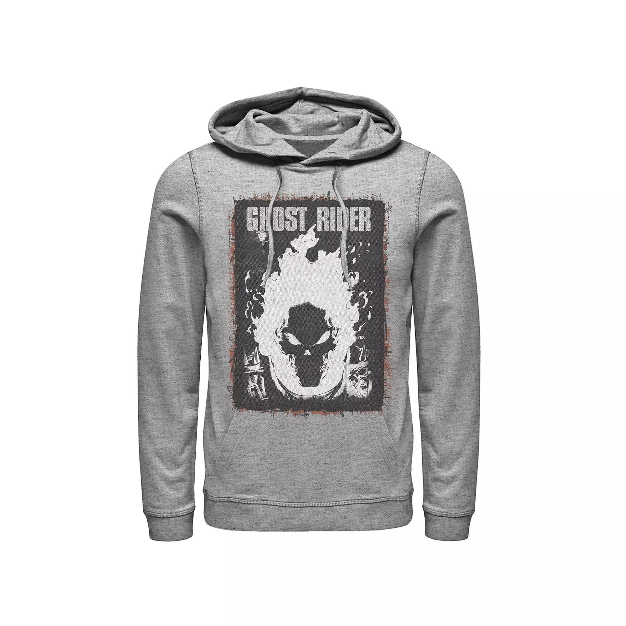 Men's Marvel Ghost Rider Dark Distressed Poster Hoodie, Size: 3XL, Athletic Grey Product Image
