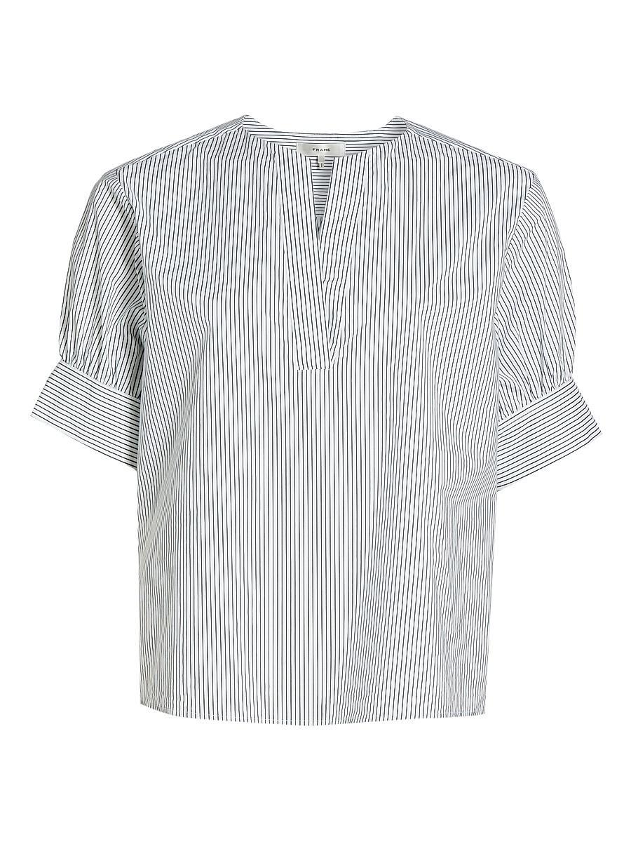 Womens Striped V-Neck Top Product Image
